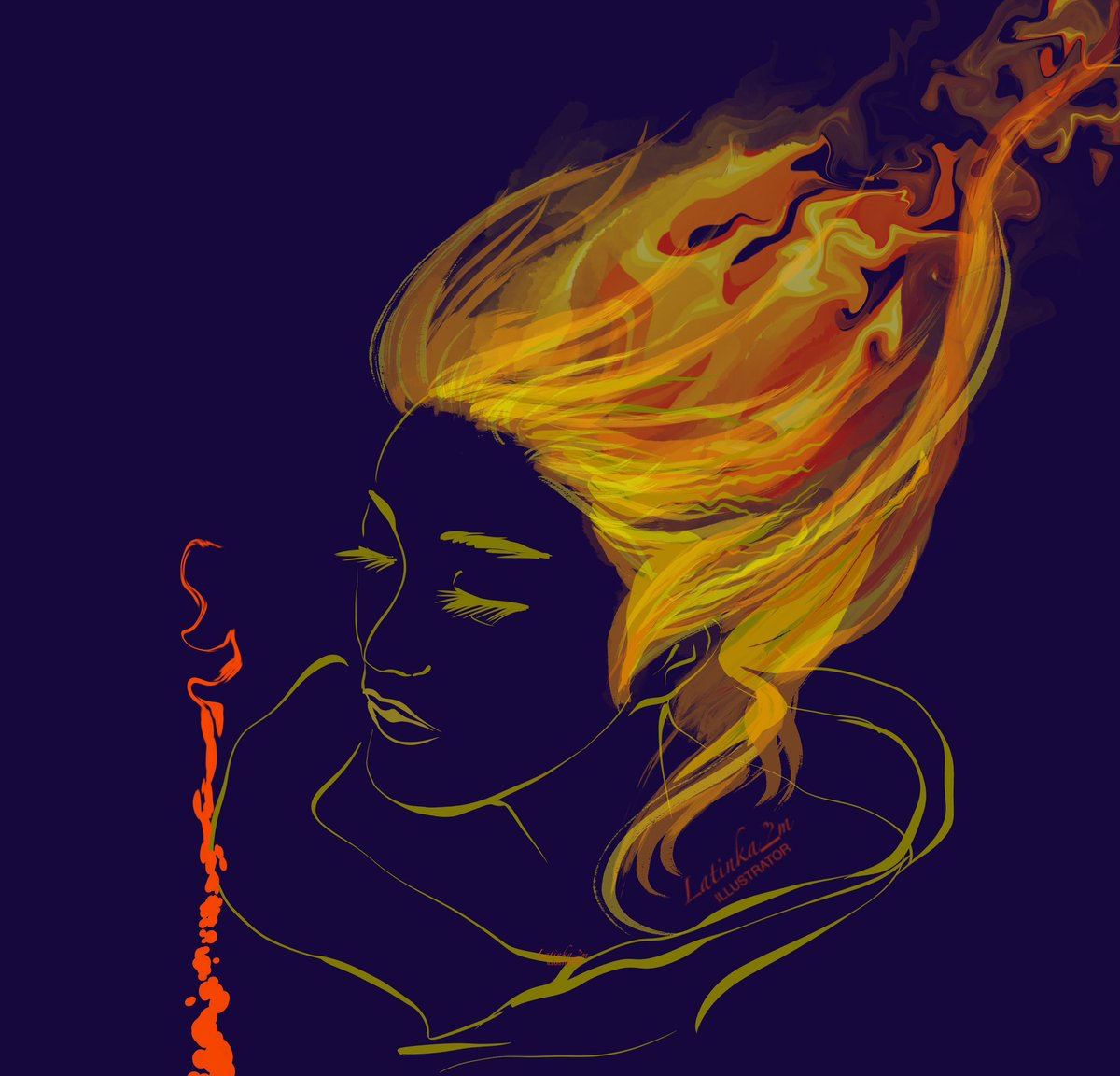 latinka_m's tweet photo. Day 3 of the challenge, today the theme is flame, how do you like my variation? #cisdraw22 #nftartgallery #nftezos @CryptoInkSquad https://t.co/aEZrKWbMGt
