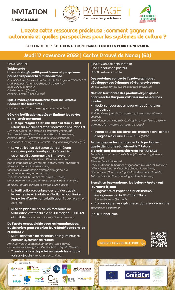 PEI PARTAGE (@pei_partage) on Twitter photo ⚠ Dernier jour pour vous inscrire à l'évènement incontournable de l'#azote : forms.office.com/r/4sGVLgEd2H 🕑
Venez boucler le cycle de l'azote au colloque de restitution du <a href="/PEI_PARTAGE/">PEI PARTAGE</a> !
📅 Jeudi 17 novembre 2022
📍 Centre Prouvé Nancy (54)
<a href="/regiongrandest/">Région Grand Est</a> @reseaururalfr #EIPAgri ⚠ Dernier jour pour vous inscrire à l'évènement incontournable de l'#azote : forms.office.com/r/4sGVLgEd2H 🕑
Venez boucler le cycle de l'azote au colloque de restitution du <a href="/PEI_PARTAGE/">PEI PARTAGE</a> !
📅 Jeudi 17 novembre 2022
📍 Centre Prouvé Nancy (54)
<a href="/regiongrandest/">Région Grand Est</a> @reseaururalfr #EIPAgri