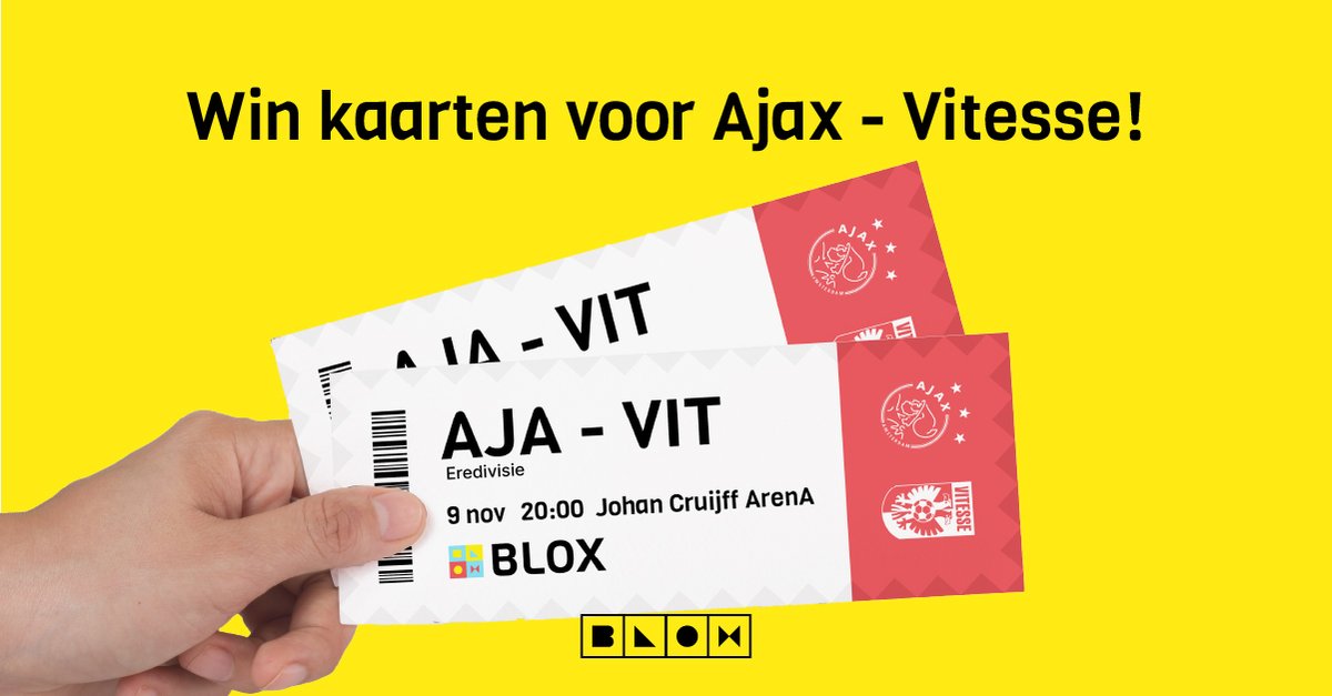 wearebloxnl's tweet photo. WIN WIN!! 🔥🏆 Wil jij kans maken op (2x2) tickets voor de wedstrijd #AJAX - #VITESSE? Doe dan het volgende!

⭐ Volg BLOX
⭐ Retweet dit bericht
⭐ Tag diegene met wie jij deze wedstrijd wil meemaken.
⭐ (Bonus!) Laat jouw favoriete Ajax speler achter in de comments. https://t.co/tOdctkE3eA