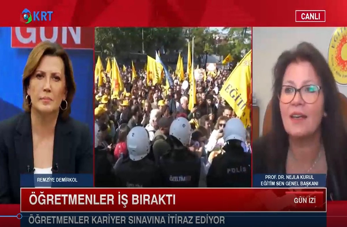 Genel Başkanımız Prof. Dr. Nejla Kurul, KRT TV “Gün İzi” programında Remziye Demirkol'un konuğu oldu. Kurul, Öğretmenlik Meslek Kanunu'na karşı yapılan iş bırakma eylemini değerlendirdi. #öğretmeneylemde youtu.be/UjJ4SoXNZtg