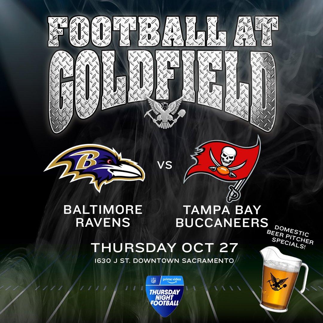It's that time again! It's Thursday Night Football y'all! 🏈 Grab your friends and head on over to Goldfield to watch the game! While you're here, enjoy domestic beer pitch specials all night long