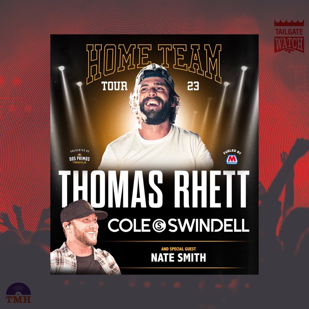 MorningHangover's tweet photo. #TailgateWatch JUST ANNOUNCED @ThomasRhett #HomeTeamTour23 with @coleswindell & Nate Smith! https://t.co/2C4F1z7mey