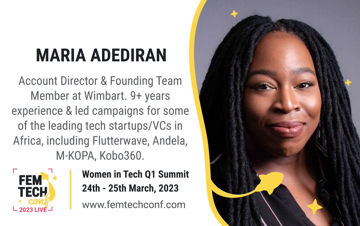 femtechconf's tweet photo. Excited to introduce a few more speakers for our Women in Tech Q1 Summit

Yuri (Fonoster), Maria (Wimbart), Bella from Joblift and Iveta from TheSpeakingHacks

Tickets🎟️: https://t.co/2HdeK9xldk
Partner: https://t.co/dTbHkaKT9D

📩 team@femtechconf.com

#FemTechConf #Womenintech https://t.co/5PzKQDBwG0