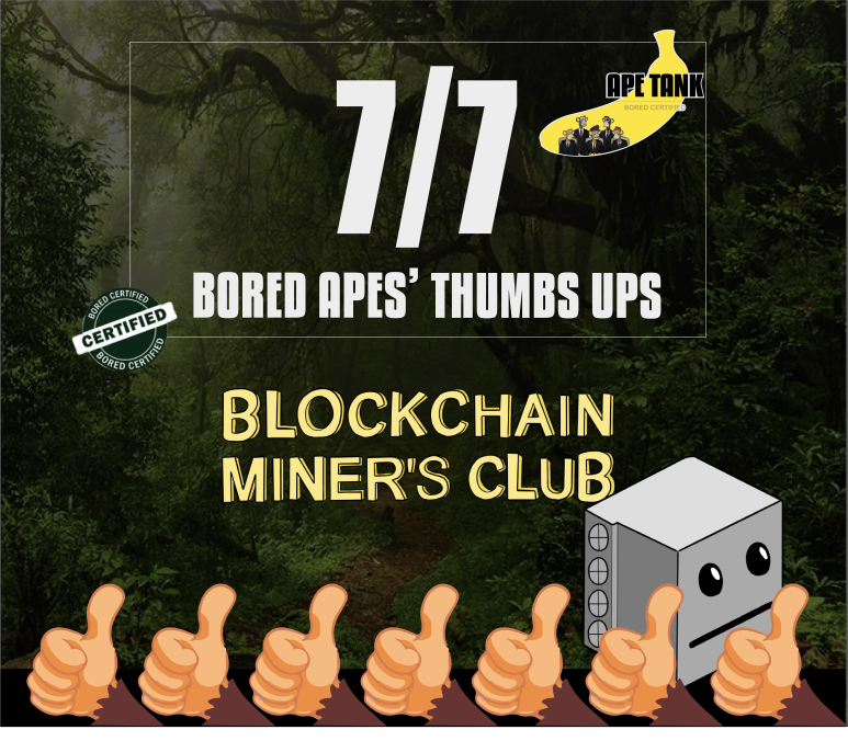 We are pleased to announce that @BMC_NFT managed to get 7 BATU's on Ape Tank! 

Listen to the space to hear all about Blockchain Miners Club being rated BORED CERTIFIED!

#BAYC #MAYC #APETANK #BMC_NFT

x.com/i/spaces/1YpKk…