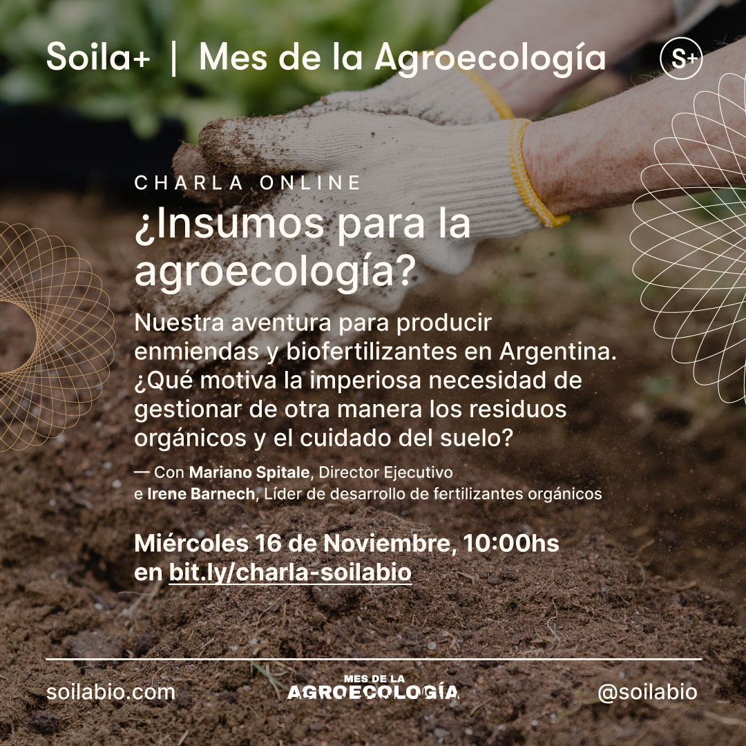Nos alegra mucho sumarnos al VIII #MesdelaAgroecología impulsado por <a href="/RENAMA_/">RENAMA_Agroecología</a> <a href="/saae_de/">SAAE Sociedad Argentina De Agroecología</a> <a href="/CambioRural_II/">Cambio Rural</a> y la Dirección Nacional de Agroecología con una charla virtual abierta y gratuita el próximo miércoles 16 de Noviembre a las 10hs en bit.ly/charla-soilabio
¡Los esperamos!