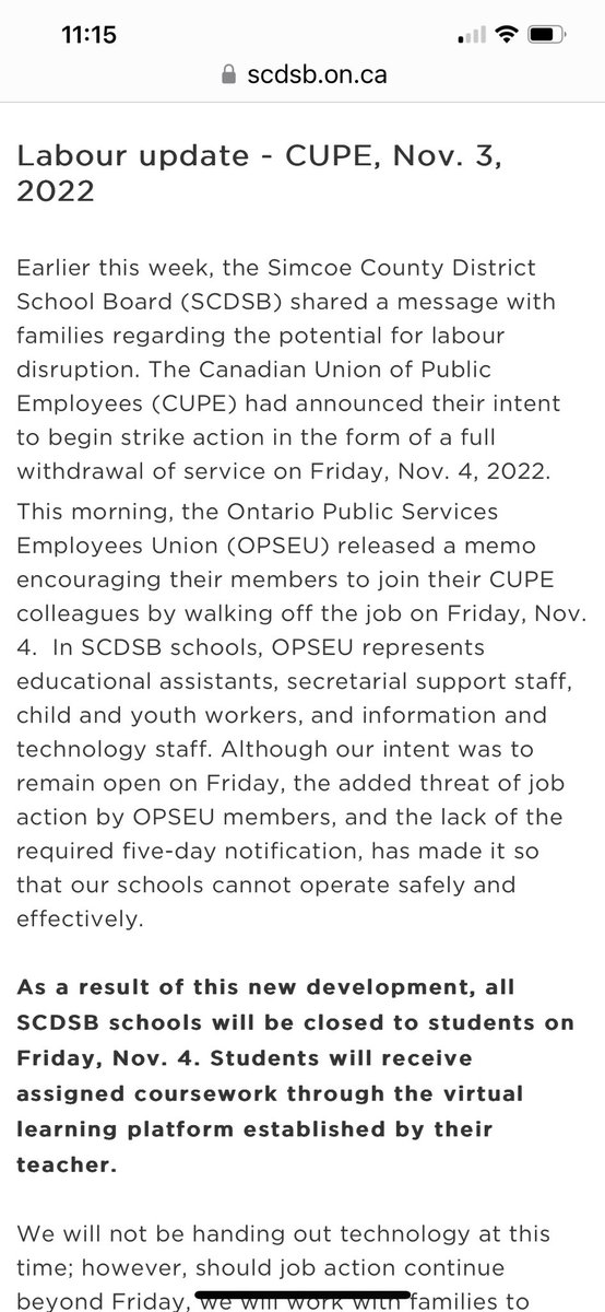 Parents and students: <a href="/SCDSB_Schools/">Simcoe County District School Board</a> will now be CLOSED tomorrow.

scdsb.on.ca/about/labour_u…