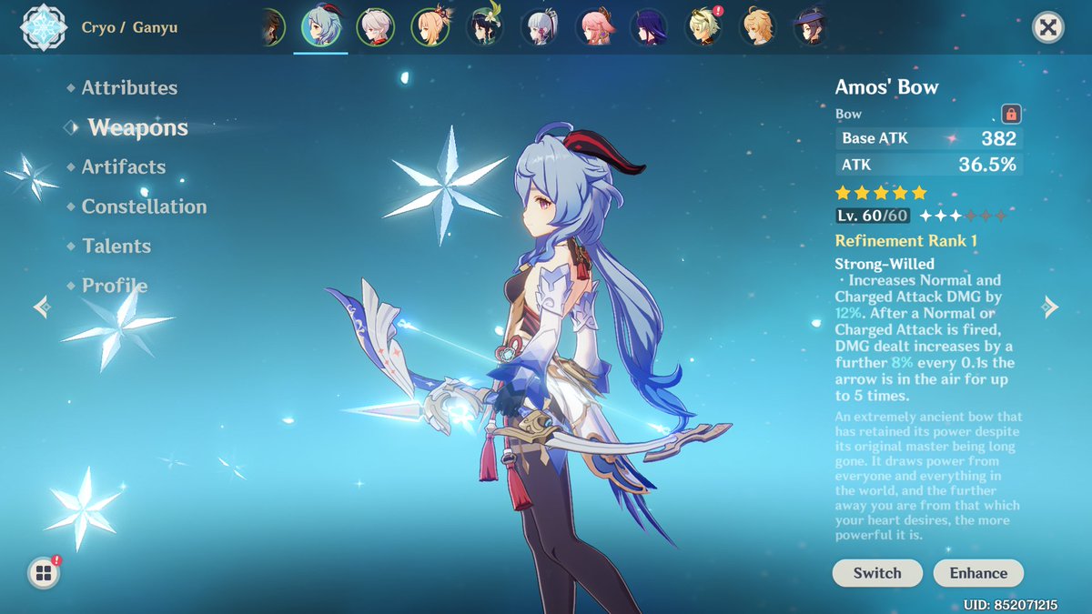 At 57 pity, I got the Amos' bow. My Ganyu is now very happy! 🥹💙