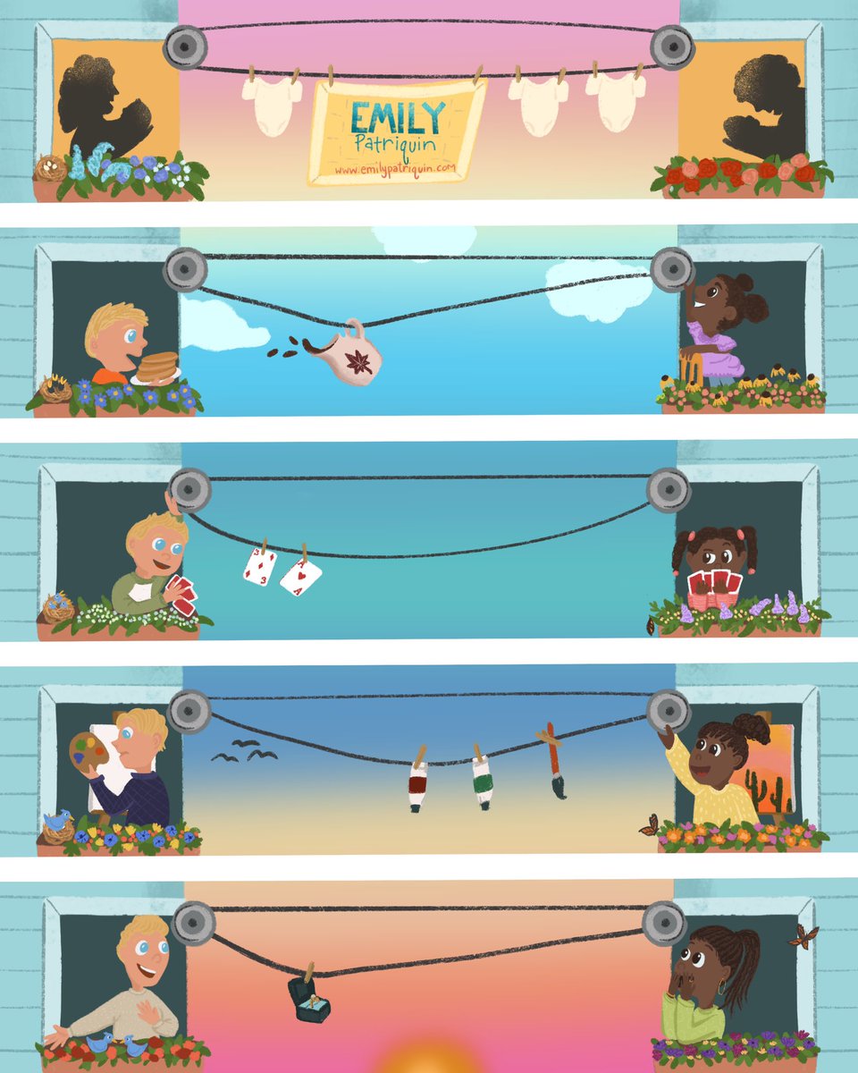 emmaPatriquin's tweet photo. It’s #kidlitartpostcard day! 🌸 My name is Emily Patriquin and I’m an aspiring children’s book illustrator. I love bright colors, fun characters and whimsical settings! If you’d like to represent or collaborate with me, please check out my website: https://t.co/fUPLOtR8Cp https://t.co/CUBCvc2uIG