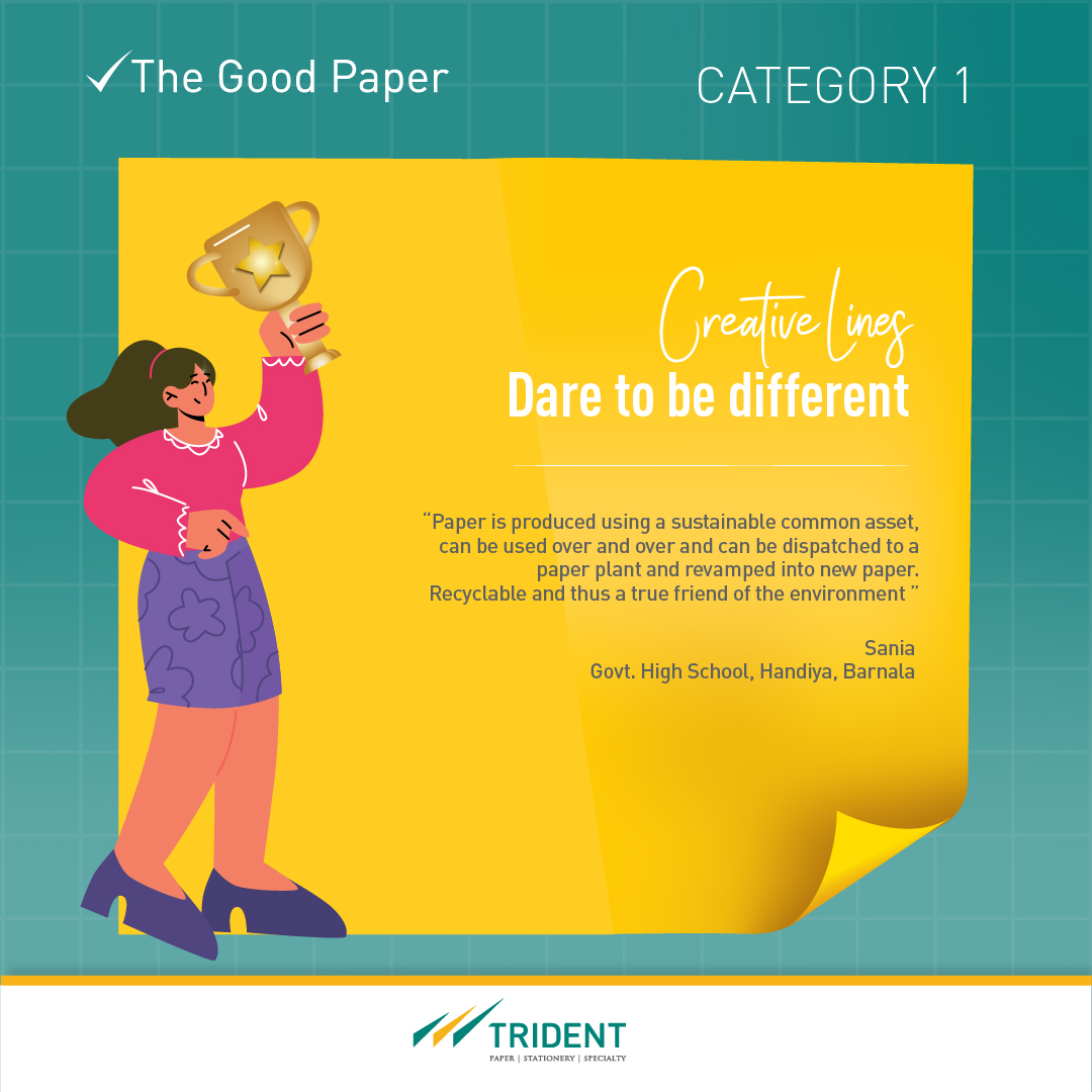 TridentGroupGLB's tweet photo. Competitions under #TheGoodPaper #CreativeCarnival leave us spellbound. The talent, creativity & enthusiasm sway away our hearts each time. Apart from winners, here are a few lines from participants that made an impact on our hearts.
Cheers to these #creativeminds.
#students https://t.co/99BWvwkbCl