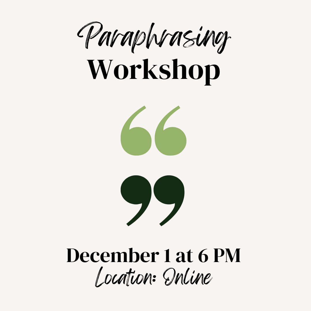 VCUWritingCtr's tweet photo. Check out this week's workshops:
-APA &amp; Avoiding Plagiarism Workshop on Tuesday, November 29 at 5 pm 
-Paraphrasing Workshop on Thursday, December 1 at 6 pm

#vcu #virginiacommonwealthuniversity
#vcuwritingcenter #vcuwritestuff #vcurams #vcu2026
#vcu2025 #vcu2024 #vcu2023 https://t.co/i89IFZoNVK