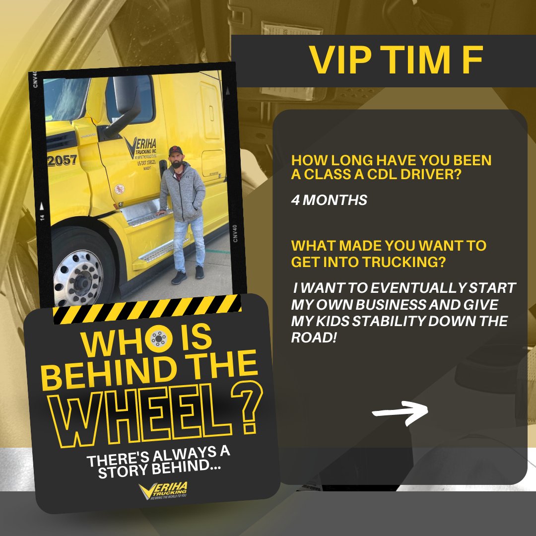 VerihaTrucking's tweet photo. π¦ΊWhat does it mean to you to be moving America forward?
πIt means that Iβm keeping families supplied with their needs!
Thanks for all you do, TIM F! π
#Verihatrucking #Verihavip #Thankatrucker #VIP #Trucking #Truckinglife #Truckdriver #Veriha #Whoisbehindthewheel #Thankyou https://t.co/aNl0yiDNft