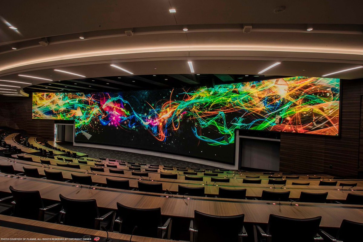 planarsystems's tweet photo. The stunning new 7-tiered, 253-seat auditorium at @EdwardsLifesci HQ has a massive 96'x18' Planar TVF Series 1.5mm fine pixel pitch LED #videowall that curves to match the architecture of the room. Take a look!
Read the #SuccessStory: https://t.co/sFHJqnpcz2 https://t.co/wUGTyVu835