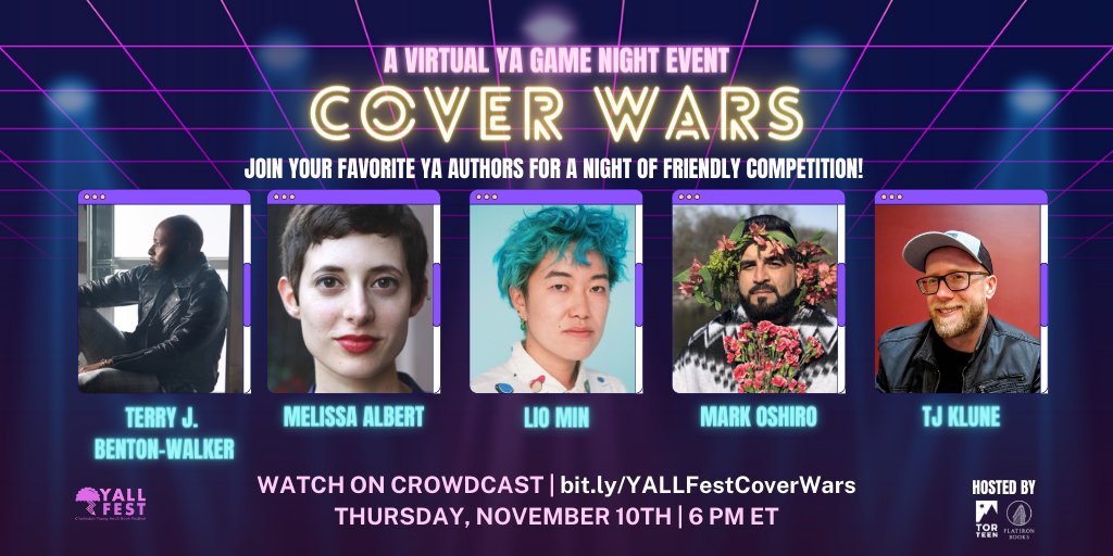 We're teaming up with @torteen to host COVER WARS, a YA Game Night event with @YALLFest. You can register for the event at bit.ly/YALLFestCoverW…