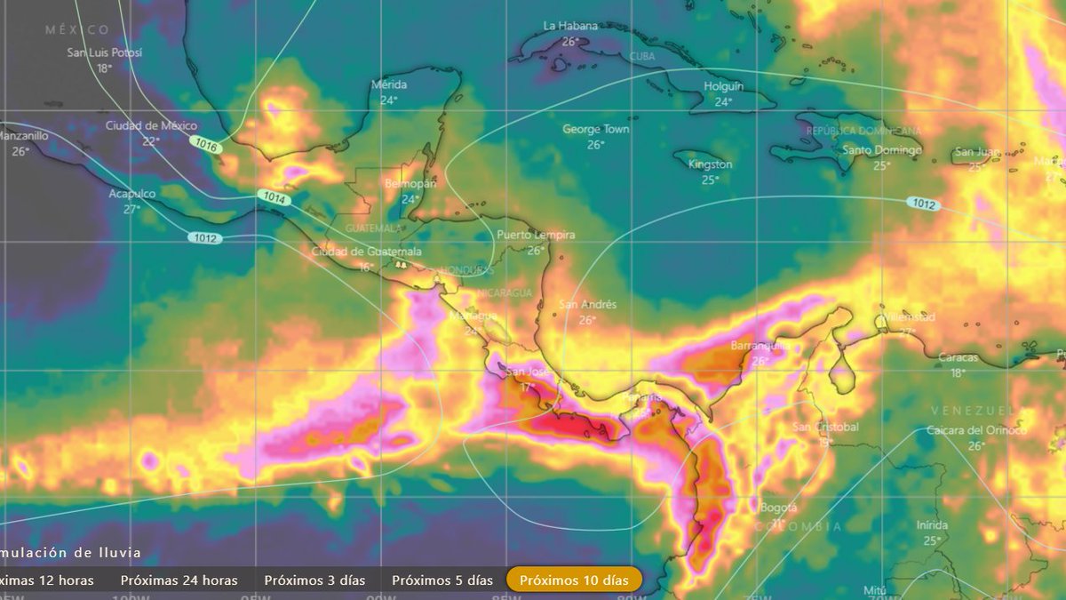 hidromet's tweet photo. Nos deja de influenciar LISA y nos quedamos con actividad del Pacífico, inclusive la ZCIT activa, más para la latitud de 10°, PAN y CR, Golfo de Fonseca, del del lado Caribeño y al norte de C.A, poca lluvia por los vientos NE en ocasiones del NW, con moderada o poca humedad ! https://t.co/f9c3AOrUGd