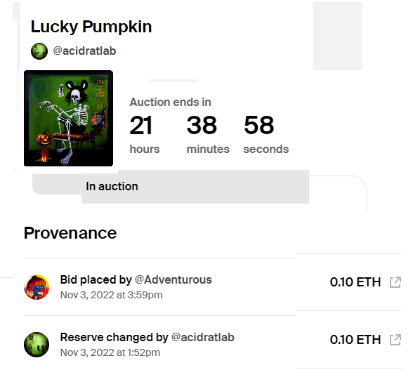 acid_rat_lab's tweet photo. Auction Live🖤@AdventurousTez in! 
A new adventure for me every day💫#NFT https://t.co/TmMcYCsHvP