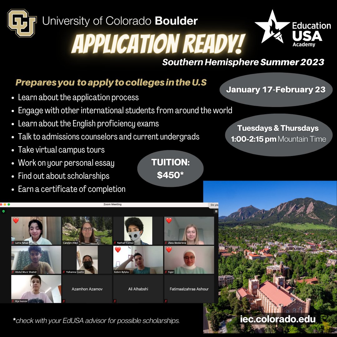 Application Ready! is back with our Southern Hemisphere Summer 2023 program. Engage with admissions counselors, current undergraduates, and other students worldwide, and get started on your personal essay.