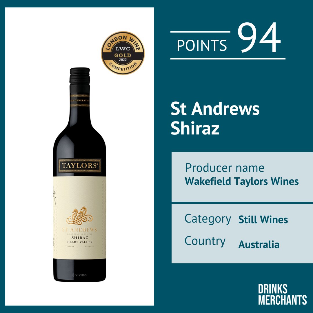 DrinksMerchants's tweet photo. Our #drinkoftheweek is St Andrews Shiraz from @taylorswines. It has an Impressive nose of black fruits with the complexity of graphite, spicy mint and subtle vanilla notes.
.
.
#wineoftheweek #australianwine #winemerchants #wineimporters #australianwinemerchants https://t.co/WIXqq3hkYz