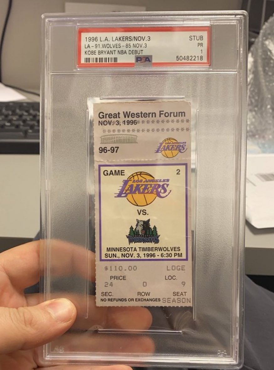 gurucollects's tweet photo. Today is the 26th anniversary of Kobe Bryant’s NBA Debut. 

This is a ticket stub from that game.

There are only 17 known copies that still exist today. https://t.co/1v6NdksvVo