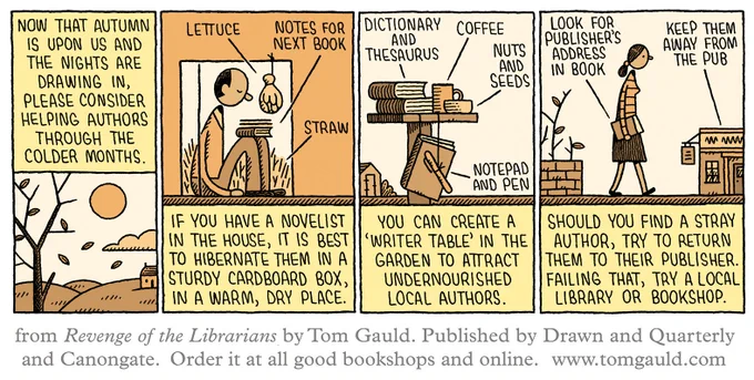 A cartoon from my new book, REVENGE OF THE LIBRARIANS, available now in English, French and Spanish from good bookshops. Details at https://t.co/aZ6YOwvsen 