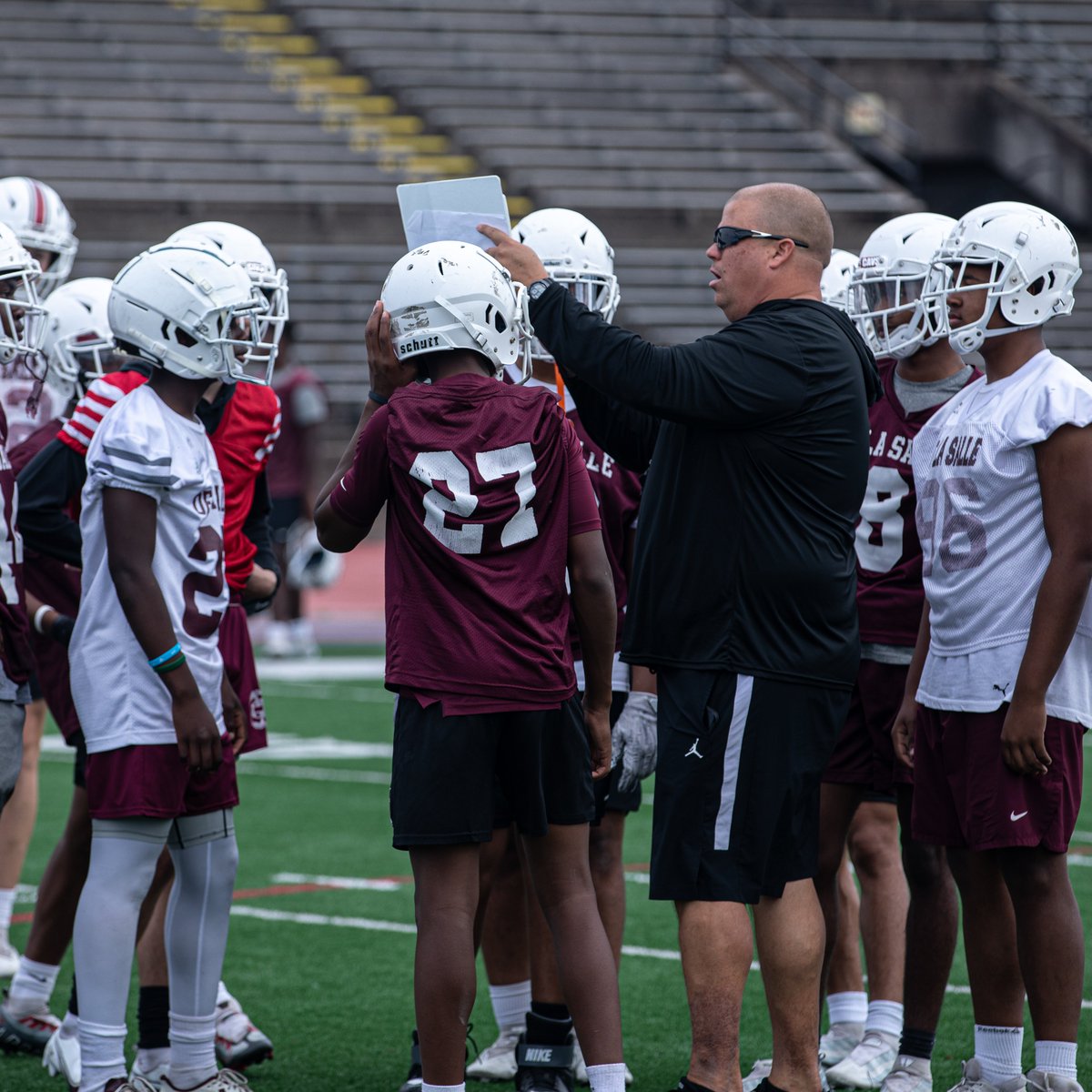 Saints's tweet photo. For Coach of the Week #9, the Saints selected De La Salle's Graham Jarrott. He is in his 20th year of coaching and his 2nd year as head coach of his alma mater. The team is 9-0. Good luck to the Cavaliers this Friday as they look to finish the season perfect. https://t.co/okF793bUF1