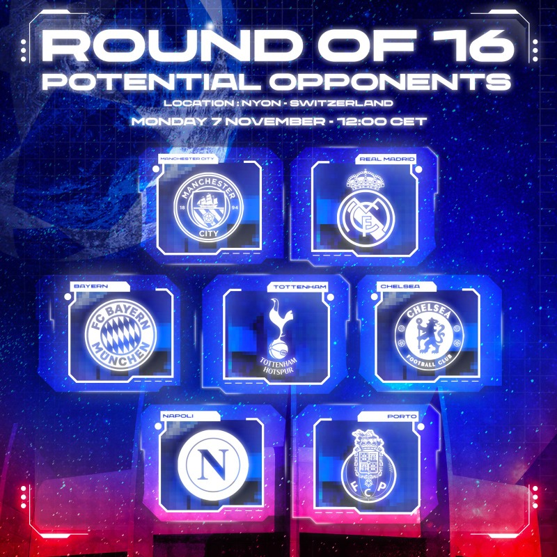 Potential opponents in the Champions League round of 16
