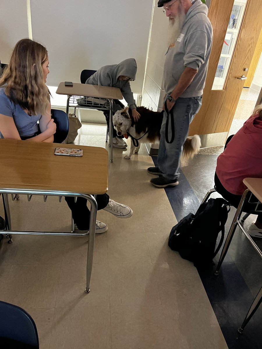 Thank you to <a href="/RoxyTherapyDogs/">Roxy Therapy Dogs</a> for visiting our stress management classes at <a href="/east_cb/">CB East High School</a> and teaching us the science and how dogs help us.