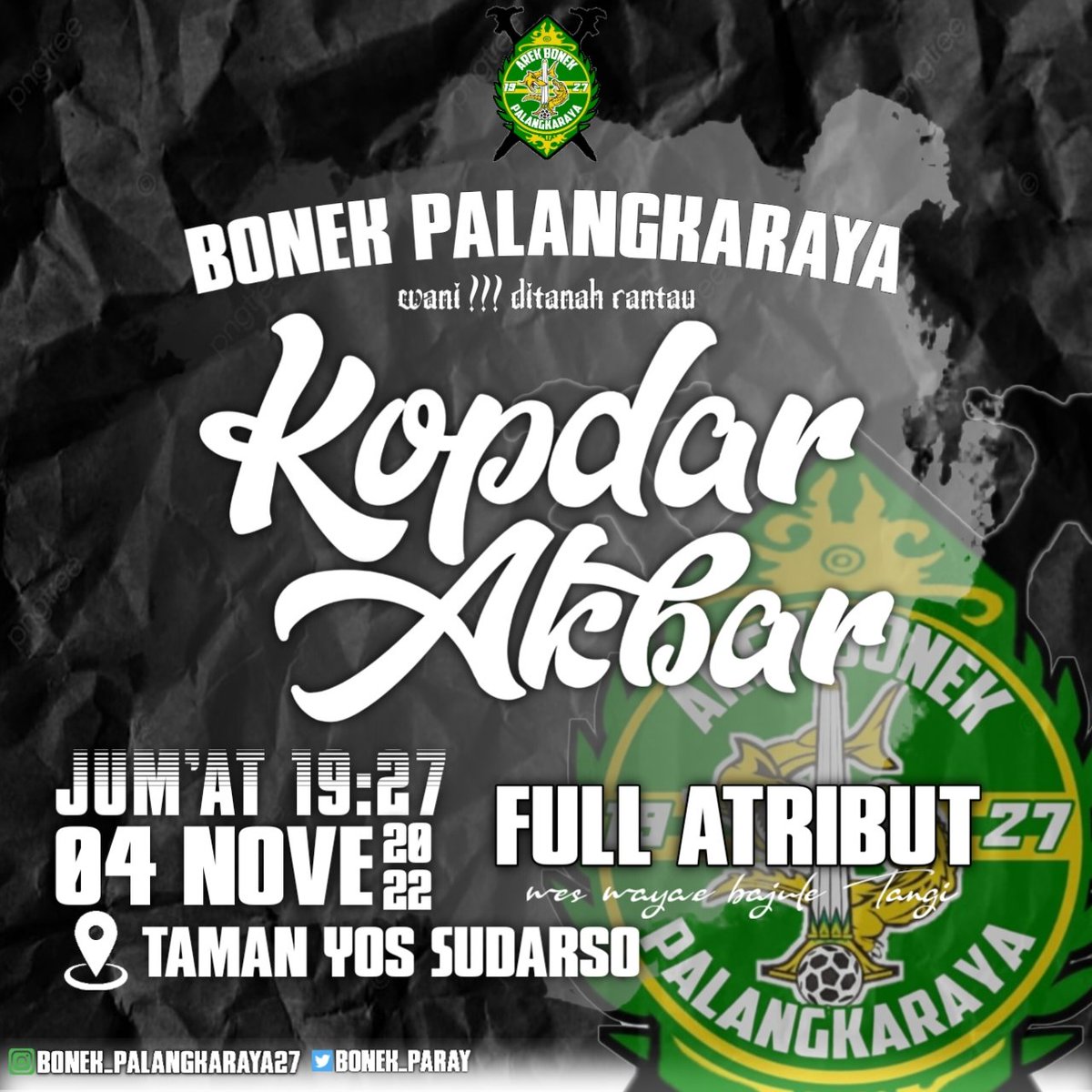 Dalam waktu dekat <a href="/Bonek_Paray/">AREK BONEK PALANGKA RAYA</a> akan melakukan kopdar Akbar yg berdomisili di Palangkaraya. Diharapkan untuk datang dan merapatkan barisan ✊✊✊ . 
Besar harapan kami sekira dlur2 bisa meluang kan waktu nya.  
Sekian terima kasih wani !!!