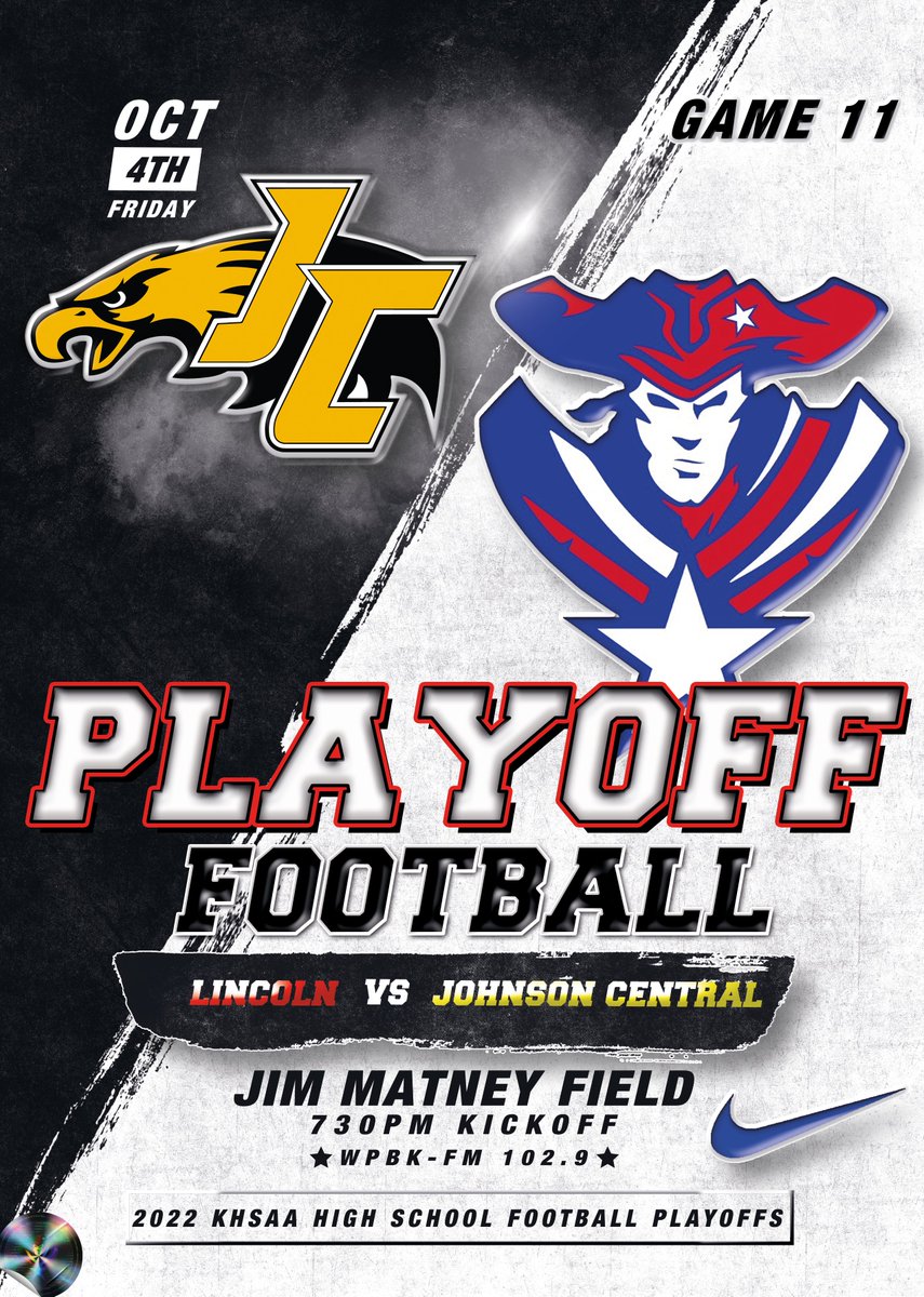 LCFB_Recruiting's tweet photo. 🏈 KHSAA Playoffs 
🏟️ @LC_Patriots 🇺🇸at Johnson Central🦅
⏰ 730p
🎟️ $5 
📻 WPBK-FM, 102.9
#FORTHECOUNTY #BELIEVELC @joshjagg @jeffreyelias06 @ChaseMarcum548 @brysonyaden7 @bret1555 @zanemullins65 @micahphillips28 @conmandavis06 @sethhorton33 @SawyerHorton01 @HunterHanley60 https://t.co/kmFsy0TxyS