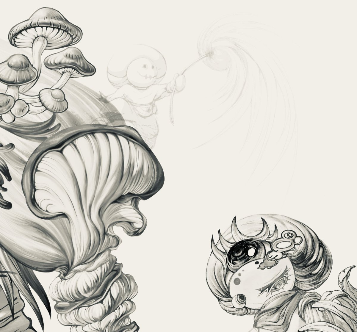 #wip

🍄어떤 이야기를 만들어 나갈 수 있을까?🍄
손끝은 알고 있는데 가끔 명확한 단어로 묶을 수 없어서 고민하고 있어요.
자연스럽게 쌓여나가다 보면 머릿속 해상도도 올라가겠죠?!

#NFT #nftart #NFTCommunity #digitaldrawing 
#dailylog