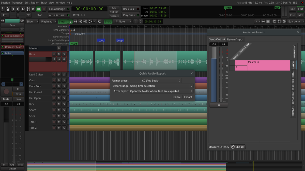 We've just released Ardour 7.1 with Quick Audio Export dialog, various usability improvements including automation editing, updated Send/Return user interface, and further work on timing revamp, cues, and clips

See here for details: ardour.org/whatsnew.html