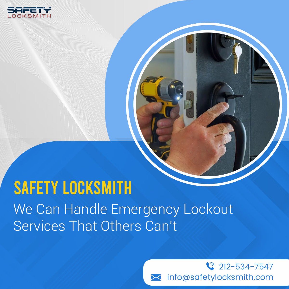 LocksmithSafety's tweet image. Serving for over two decades, Safety Locksmith is the place to call if you are looking for emergency lockout services.Visit safetylocksmith.com. #Installation #Emergency #KEY #Installation #locksmith #specialist #emergingartistencymanagement #lockout #lockoutservices #lockout