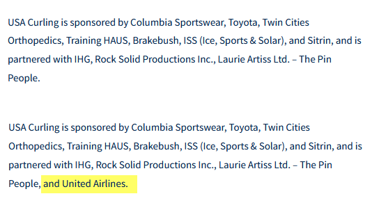 CurlingGeek (@curlinggeek) on Twitter photo United Airlines is not listed as a partner in the press release for the Town Hall, but is listed in the follow up for the board resignations. Simple typo? Or a change <a href="/usacurl/">USA Curling</a> ? United Airlines is not listed as a partner in the press release for the Town Hall, but is listed in the follow up for the board resignations. Simple typo? Or a change <a href="/usacurl/">USA Curling</a> ?
