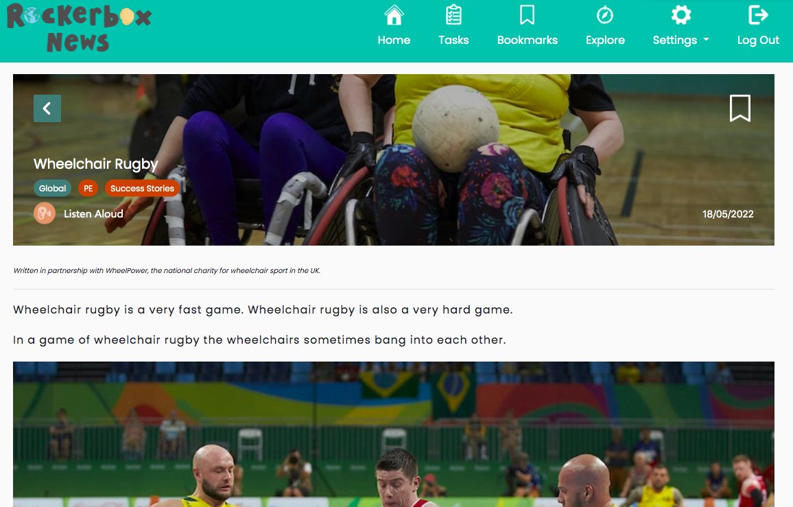 MyRockerbox's tweet photo. For the first time, the wheelchair competition is part of the @RLWC2021. It starts today & 8 nations are competing! We love working with @wheelpower to create sports-related articles. Have your pupils read this piece on wheelchair rugby yet? #PE #RealWorldReading https://t.co/MfY82gdyXw