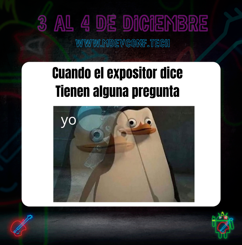 mDevConfBO's tweet photo. Hacer preguntas te llevará al éxito 🚀🤓
¡Una nueva versión de la #mDevConf llega este año y será grandioso tenerte con nosotros! 🎸🤩
#mDevConf2022 #mDevConf #kotlinlapaz #gdgsucre #desarrollomovil https://t.co/XrEM1VrzOF