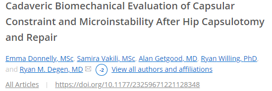 One of our latest publications, have a read!📑
#hip #capsule #biomechanics #research 
journals.sagepub.com/doi/10.1177/23…