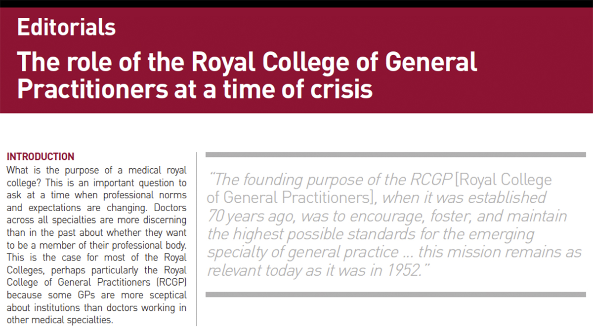 The role of the RCGP at a time of crisis – “The @RCGP has changed dramatically as an organisation over the last 70 years and will continue to do so in the future as it addresses the massive challenges facing general practice.” @MartinRCGP #RCGP70 doi.org/10.3399/bjgp22…