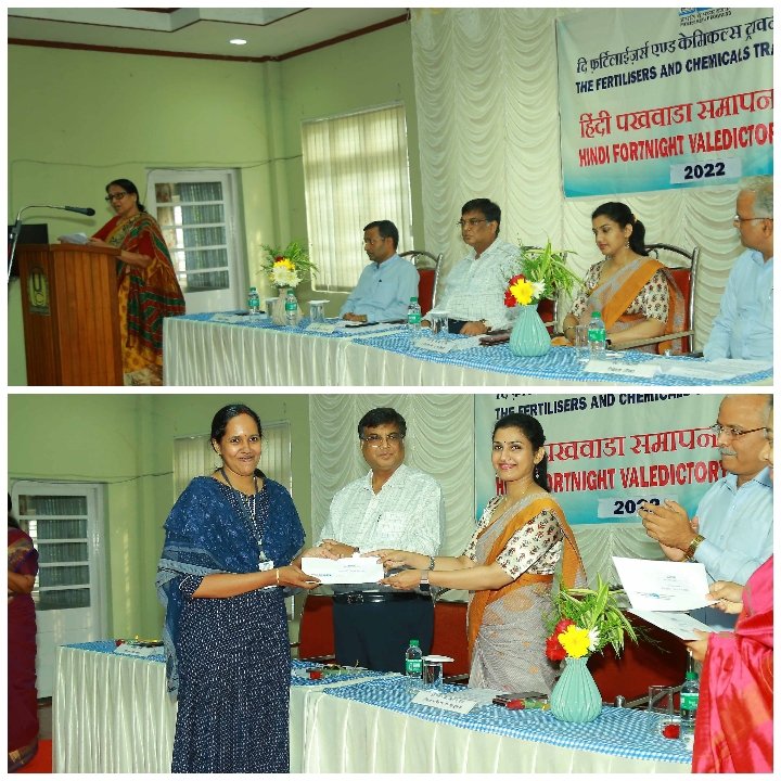 RejeniN's tweet photo. At the Hindi Pakhwada Valedictory Meeting .Hon:CMD Shri Kishor Rungta Saab presided . Congratulations  to Surya,of my office,winning prizes for Slogan writing, Notings and Drafting,receiving it from Dr Renu Raj IAS,Ernakulam District Collector. https://t.co/Tk70BWDhxd