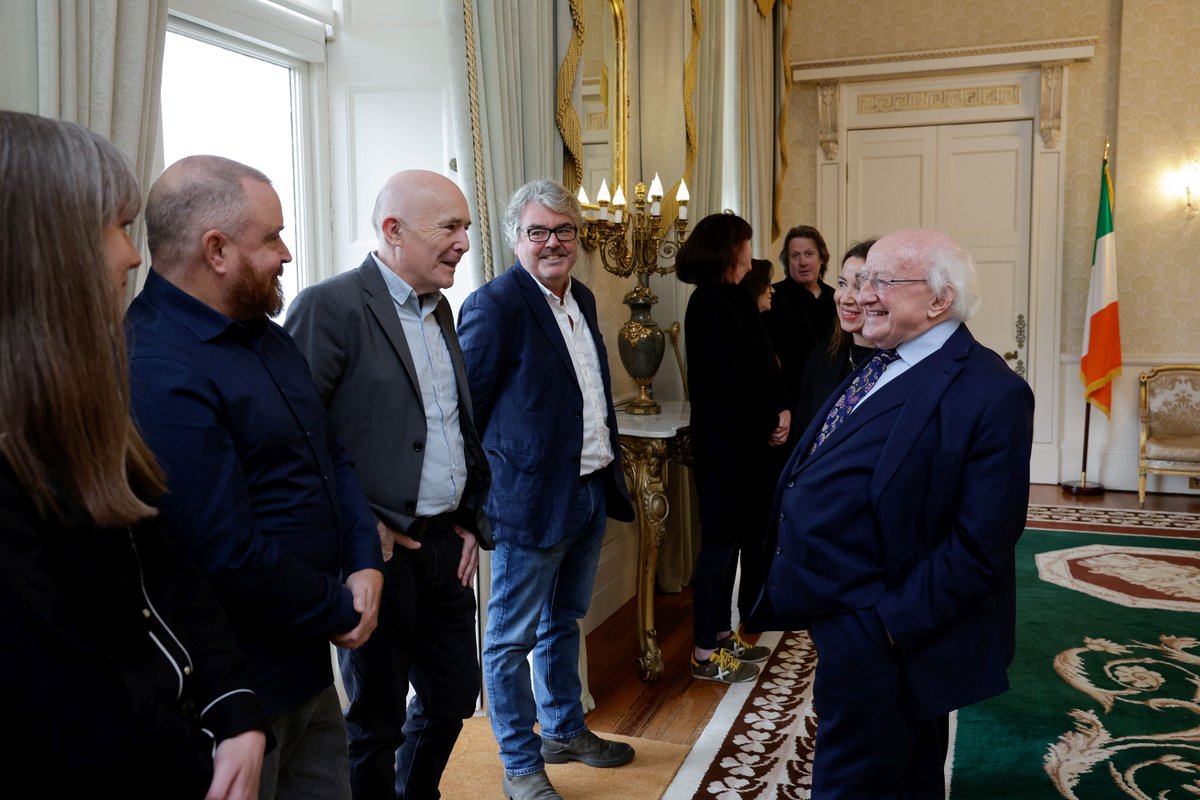PresidentIRL's tweet photo. This afternoon, President Higgins met with @birchhh, Executive Director of @screendirectors, along with a number of the organisation's board members at Áras an Uachtaráin https://t.co/2GfPv0ksgs