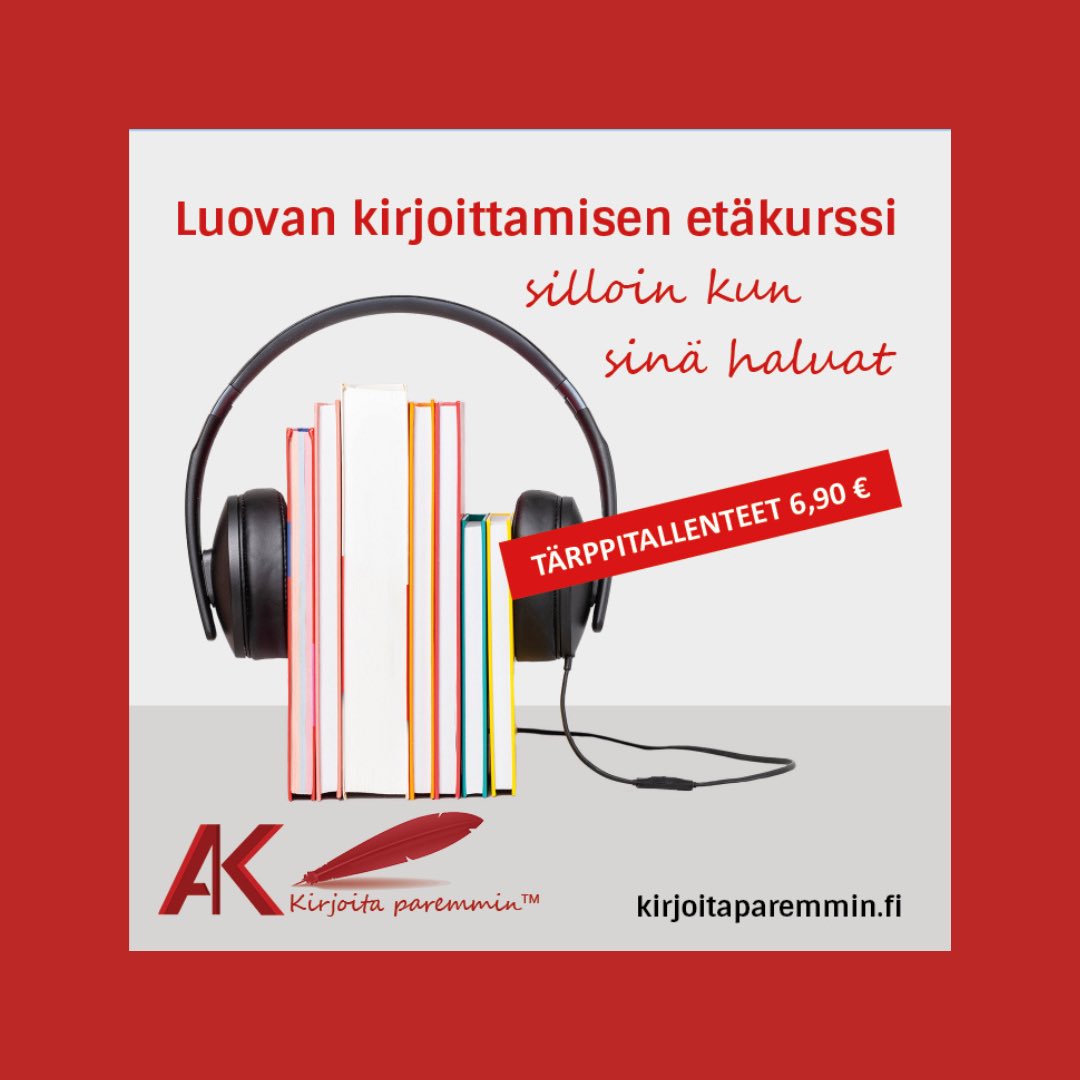 AKustannus's tweet photo. Upouusi TärppiTallenne! Lyhytproosaa minuutissa ja säkeinä.

OHJELMA

1. Mitä kaikkea on lyhytproosa ja opi parhailta
2. Tärpit minuuttinovellin kirjoittamiseen
3. Tärpit säeromaanin kirjoittamiseen

#kirjoituskurssi #lyhytproosa #kirjoittajatwitter

https://t.co/UZBqK2J9iJ https://t.co/czXVKWVBwj
