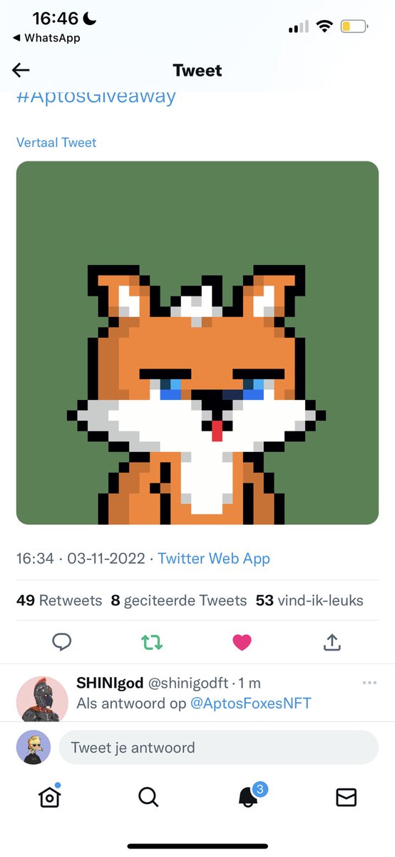 GoldenNFTS_ETH's tweet photo. @AptosFoxesNFT @S0LBlgBraln Lfgooo https://t.co/X965wFasfy
