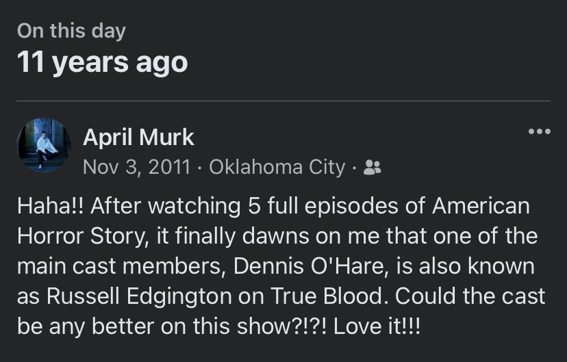 Ah. The moment the obsession really set in.  <a href="/denisohare/">Denis O'Hare</a> @AHSNYCFX <a href="/ryanmurphyprod/">Ryan Murphy Productions</a> #AHSFX