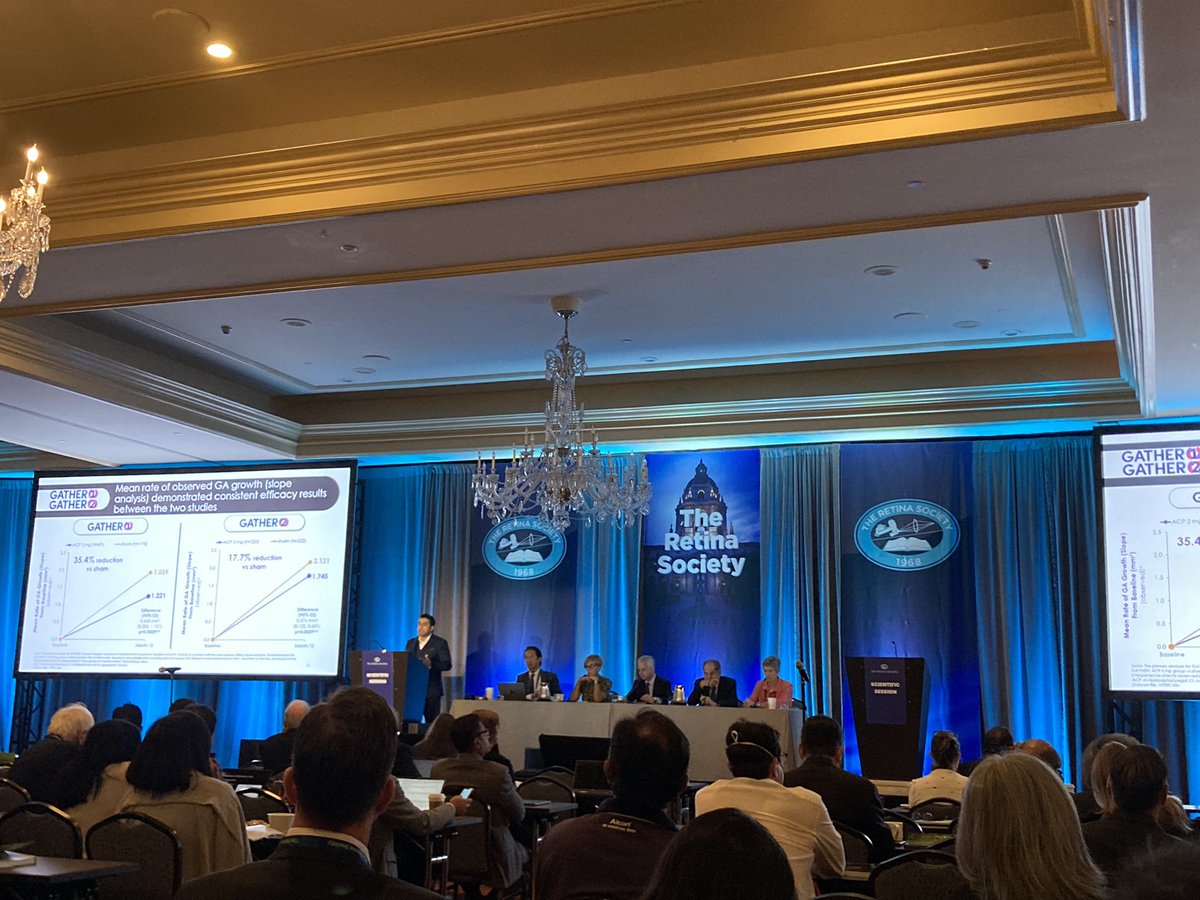 Dr. Khanani and Dr. Kaiser share efficacy and safety results from the GATHER1 and GATHER2 study. Exciting and promising advances to find ways to treat geographic atrophy! <a href="/RetinaSociety/">TheRetinaSociety</a>