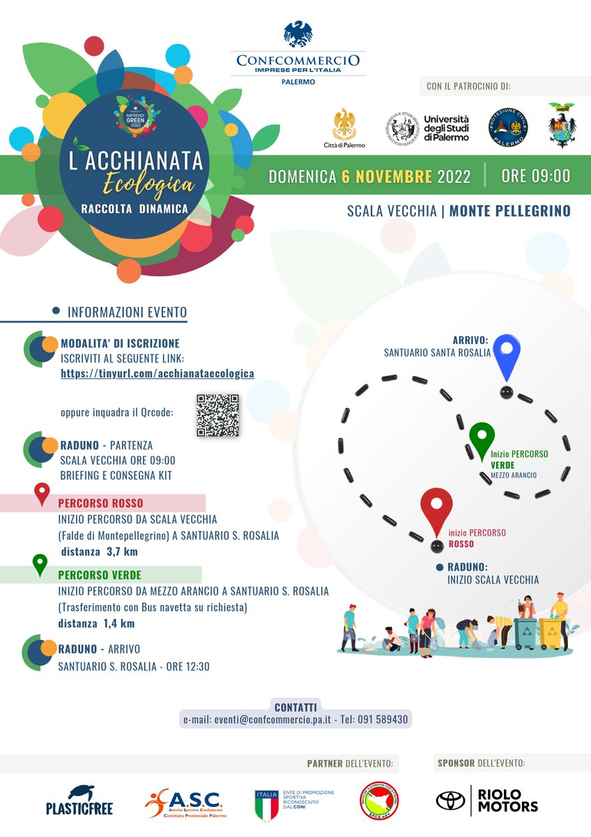 L’acchianata ecologica: domenica 6 novembre h9 la passeggiata ecologica organizzata da 
<a href="/ConfcommercioPA/">ConfcommercioPalermo</a> per riqualificare il sentiero che dalle falde di Monte Pellegrino porta al Santuario di Santa Rosalia ripulendolo dai rifiuti
ℹ️ bit.ly/3DjUxwC