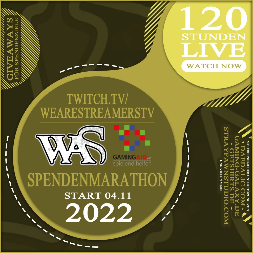 WaSTwitch's tweet photo. morgen den 04.11.2022 startet unser Marathon ...
mit vielen tolle preisen für Spendenziele 

Infos auf https://t.co/loRzPbTeOh

#SpielendHelfen #Charity #gemeinsamSindWirGroß #Twitch #TwitchDE #SupportSmallStreamers @GamingAid @Activat3D_com @getshirts @StrayFawnStudio @daedalic https://t.co/WqCnAXBVXW