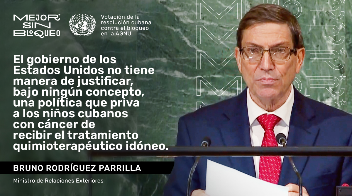 .<a href="/BrunoRguezP/">Bruno Rodríguez P</a> | 30 años han transcurrido desde que la #AGNU comenzara a demandar, cada año, el cese de esa política, tipificada como un acto de genocidio y que tiene el efecto “de una pandemia permanente, de un huracán constante” y recibe un rechazo universal. 

#MejorSinBloqueo