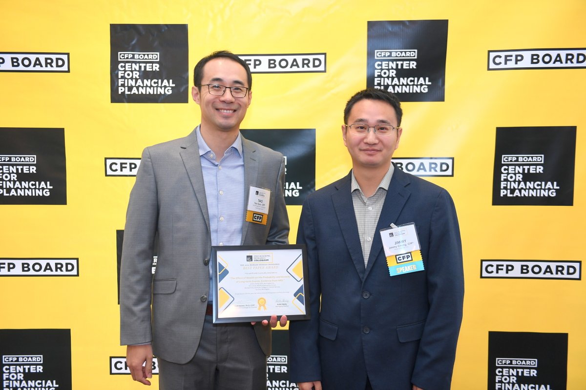 CFPBoard's tweet photo. Here’s the full list of recipients of the 2022 Best Papers, Early Career, Legacy &amp; Best Poster Awards presented during the Center for Financial Planning’s Academic Research Colloquium held last week in Washington, DC: https://t.co/uMDxU526Bm
#CFPARC #FinancialPlanning https://t.co/21Ju0YcnhJ