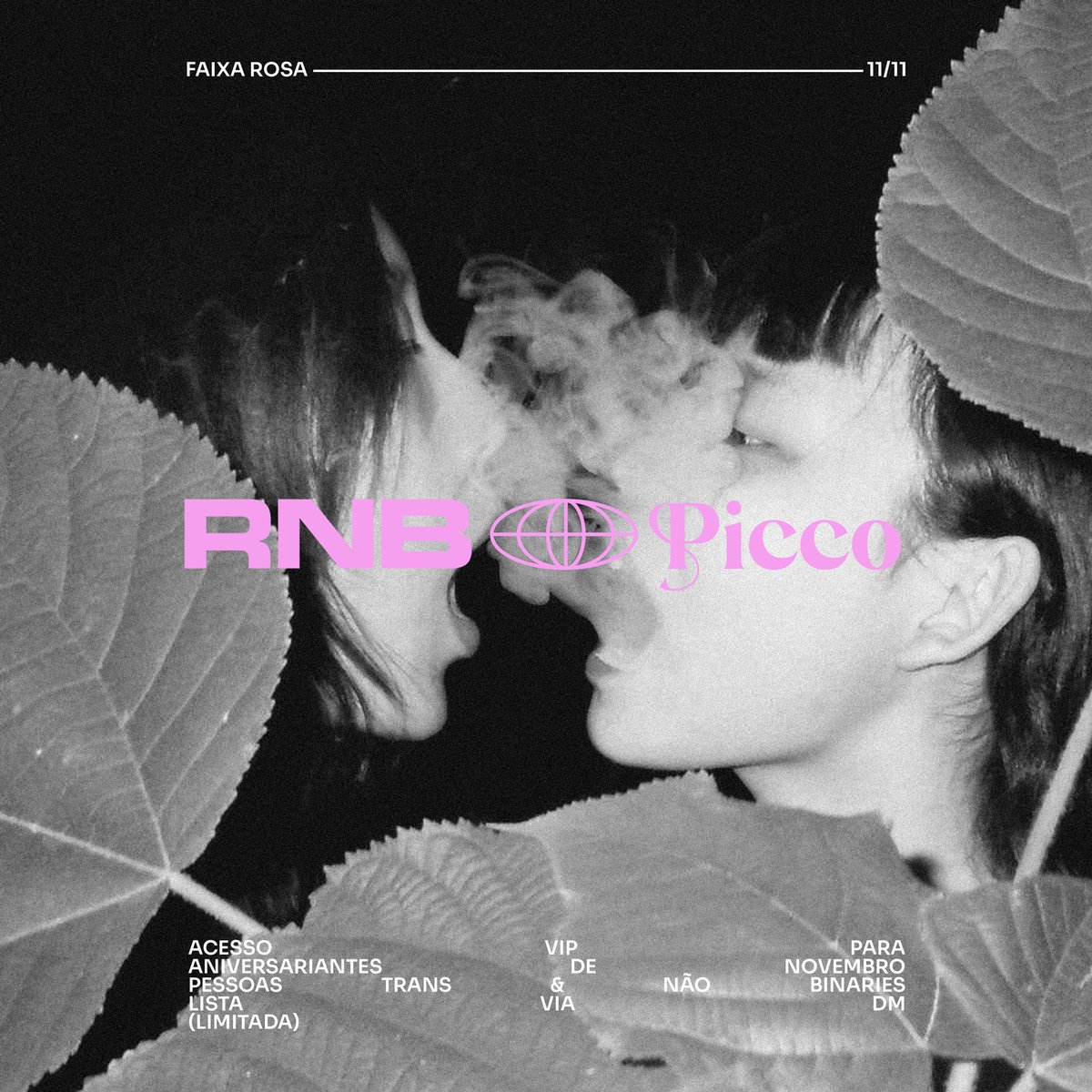 PiccoBrand's tweet photo. Aniversariantes de novembro, pessoas trans e não binaries tem acesso VIP (limitado) a Faixa Rosa, dia 11/11 no @sejamacaw. É só mandar uma DM pra receber seu ingresso. É rápido e facinho ✨💄🥷🏽
#PiccoBrand #FaixaRosa #FXR #Macaw #Aracaju https://t.co/3VXbYJcZx2