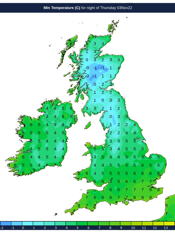 MetraWeatherUK's tweet photo. Light winds, clear skies and a chilly air mass mean a heightened risk of #frost tonight across many central and northern areas of the #BritishIsles - Ground frost quite widespread, air frost across #NEngland and #Scotland #wintersonitsway https://t.co/X4ZsupT4EC