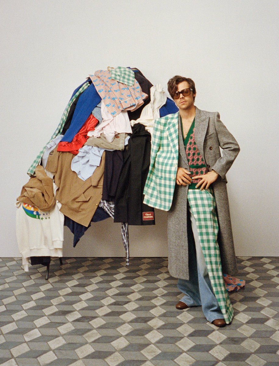 Harry Styles for the 2022 Gucci HA HA HA Collection. Photographed by Mark Borthwick.