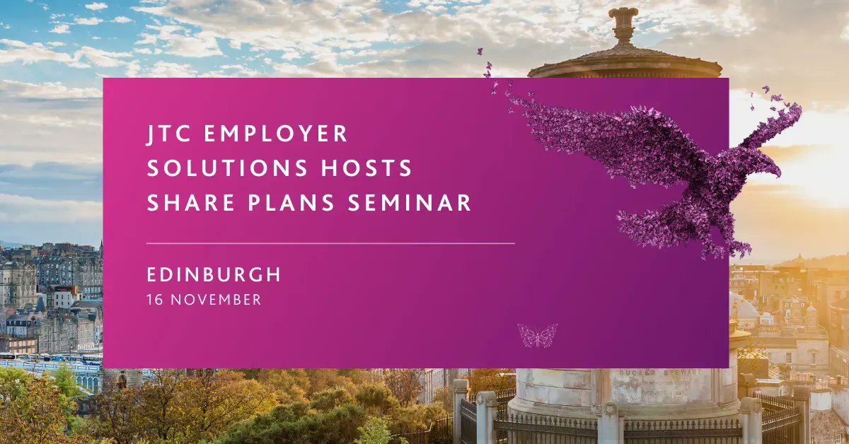 jtcgroup's tweet photo. Join us on Wednesday 16 November for our first-ever Share Plans Seminar in Edinburgh. The JTC team will be discussing the current trends and considerations for trustees of employee share trusts and change of control events for share trusts. Sign up here: https://t.co/5qP64YTlnv https://t.co/UmyXCAPkGs